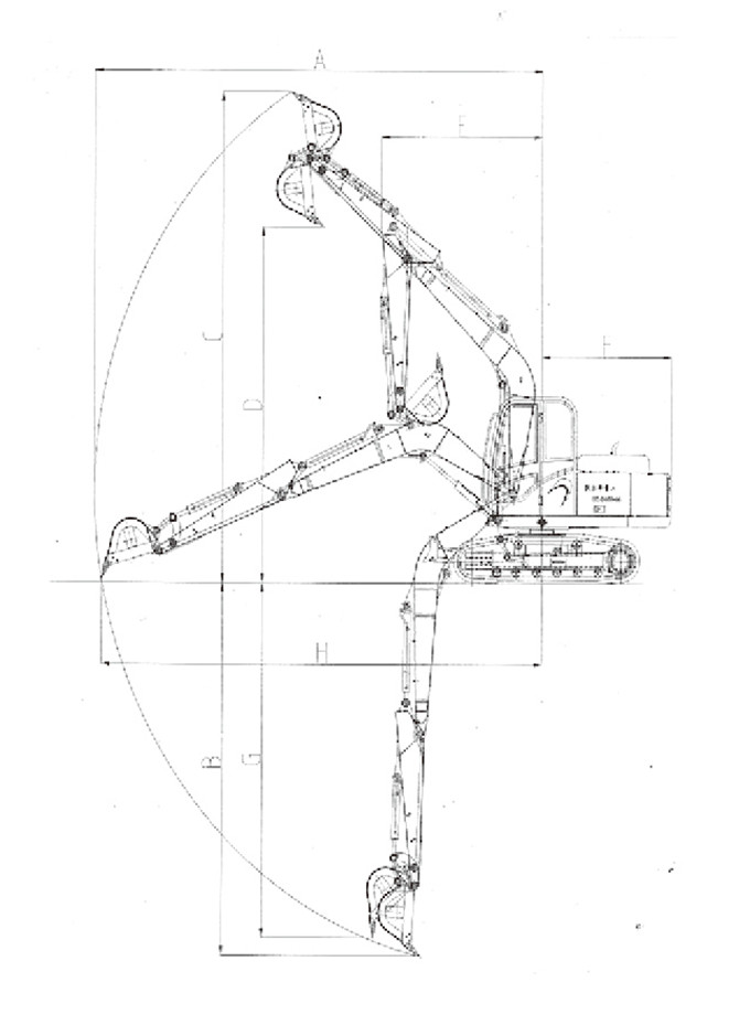 沃爾華DLS880-9B 7噸履帶式液壓挖掘機工作范圍 沃爾華DLS880-9B 7噸履帶式液壓挖掘機工作范圍